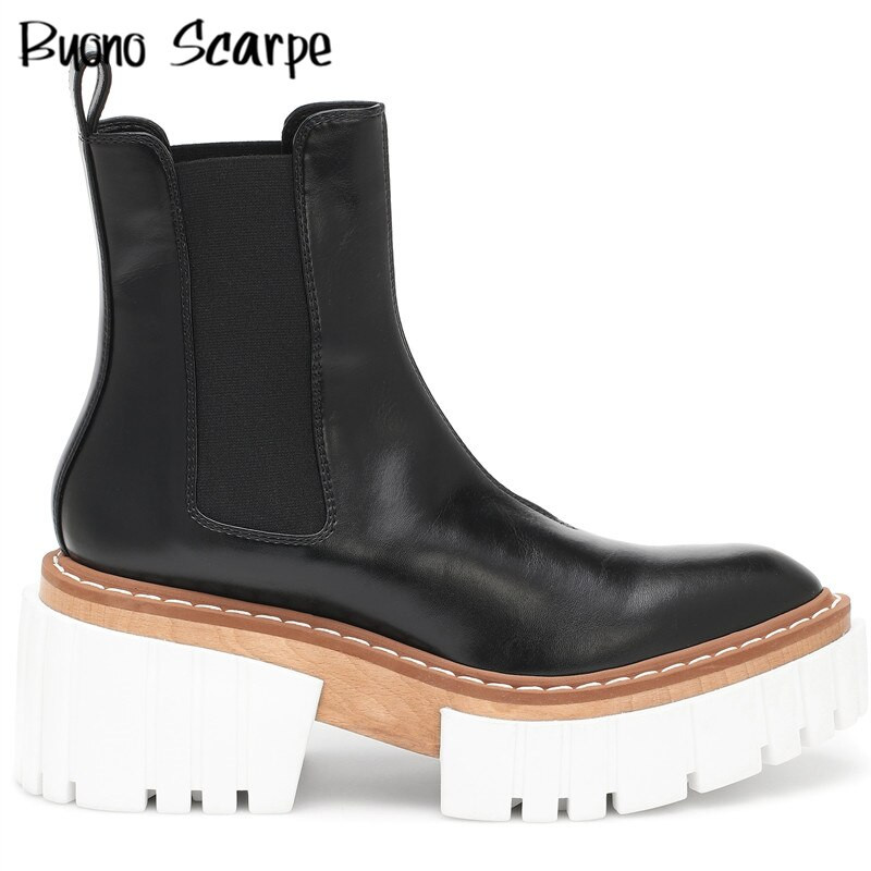 Ženske čizme  2021. Nove crne cipele s platformom Debeli potplat Ženske ležerne Chelsea čizme Britanske