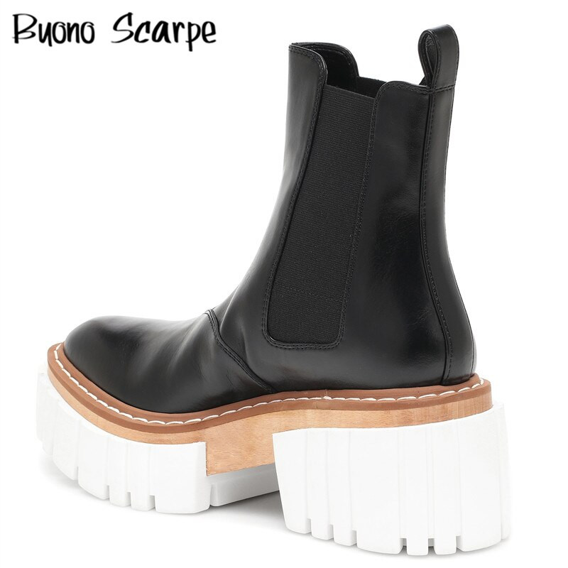 Ženske čizme  2021. Nove crne cipele s platformom Debeli potplat Ženske ležerne Chelsea čizme Britanske