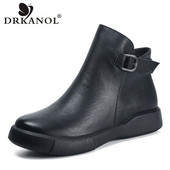 DRKANOL Ženske čizme  2022. Nove  cipelice s okruglim prstima Jesen Zima Tople cipele Ravne gležnjače