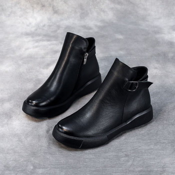 DRKANOL Γυναικείες μπότες  2022 Νέα  φερμουάρ στο πλάι με στρογγυλή μύτη Φθινοπωρινά χειμερινά ζεστά παπούτσια Flat μποτάκια