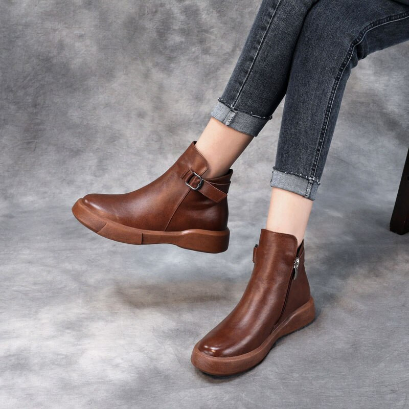 DRKANOL Ženske čizme  2022. Nove  cipelice s okruglim prstima Jesen Zima Tople cipele Ravne gležnjače