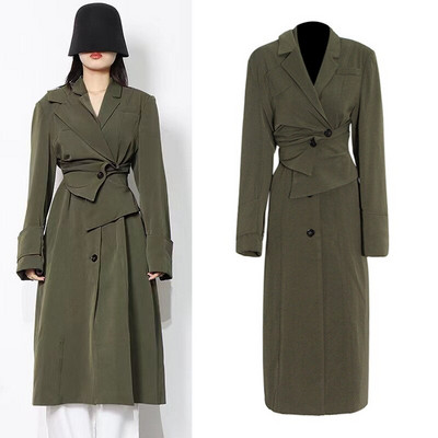 Μινιμαλιστικό μπουφάν με μασίφ τουνίκ Γυναικείο πέτο μακρυμάνικο ψηλόμεσο vintage αντιανεμικό γυναικεία μόδα Νέα ρούχα