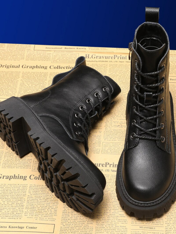 Ženske čizme na pumpu Jesen Zima Visoke borbene čizme Cipela za žene Cipele s platformom na vezanje Zimske biciklističke gležnjače Ženske vojne čizme