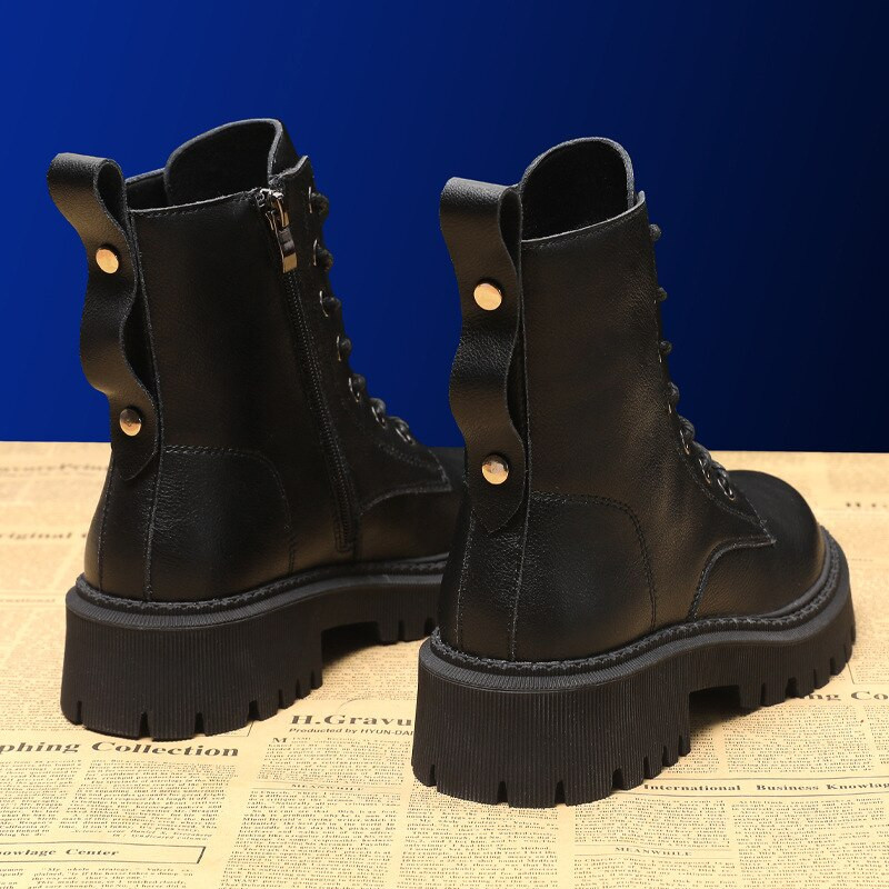 Ženske čizme na pumpu Jesen Zima Visoke borbene čizme Cipela za žene Cipele s platformom na vezanje Zimske biciklističke gležnjače Ženske vojne čizme