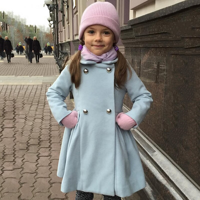 Nova djevojčica Proljeće Jesen Jednobojni dječji kaput s metalnim gumbima i kopčom na reveru za djevojčice Dječja odjeća Dugi kaputi za djevojčice Odjeća