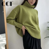 CCI Φθινοπωρινή χειμερινή μόδα Γυναικείο πουλόβερ Μακρυμάνικο casual πράσινο ζιβάγκο πουλόβερ Femme μπλουζάκια Ζεστά μπλούζες πλεξίματος YJ010S