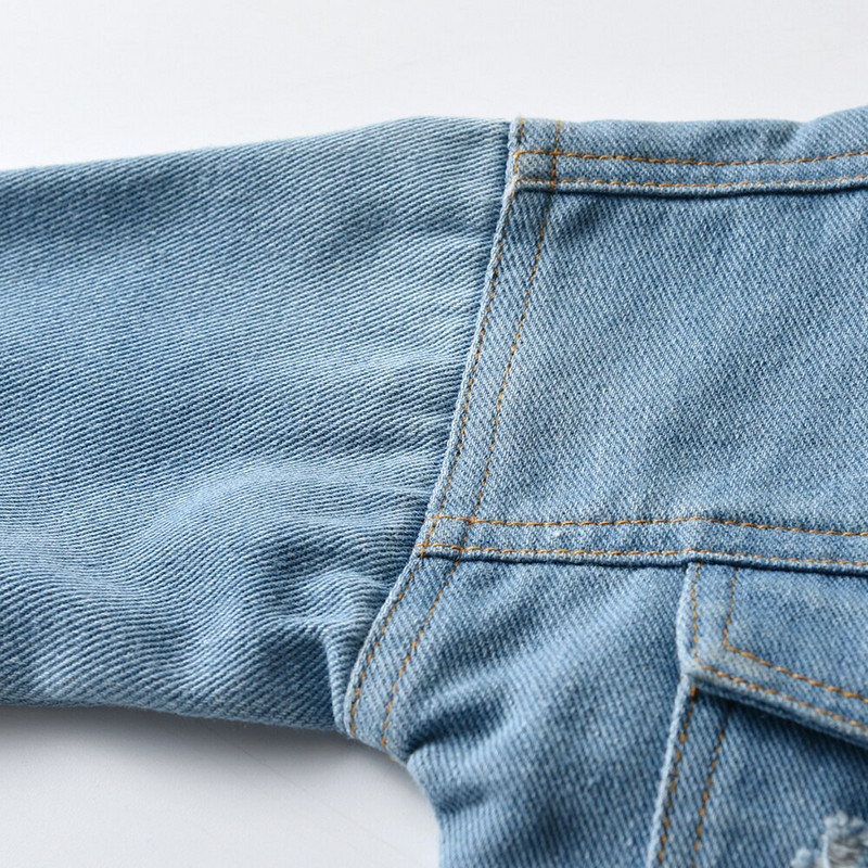 tops un tops Rudens ziema Bērni Meitenes Zēni Topi Apģērbi Džinsa caurums Garās Piedurknes Topi Mazi Bērnu Tērpi Bērnu Silts Mētelis