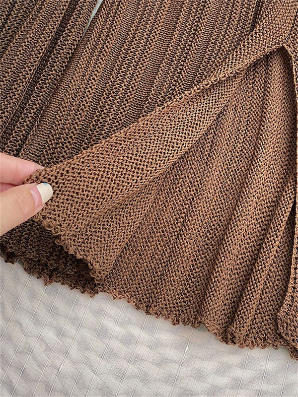 Yitimoky džemper Ženski džemper Pleteni pulover Jesen zima 2022. Split V-izrez Korejski modni top dugih rukava Y2k uska odjeća