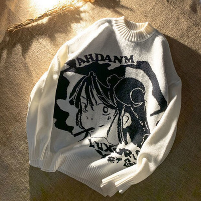 Χοντρό πλεκτό πουλόβερ Γυναικεία μακρυμάνικα λουλούδια τύπωμα πουλόβερ Χαλαρά Ζεστά πουλόβερ με λαιμόκοψη 2022 Γυναικεία ζεστή casual μπλούζα Y2K