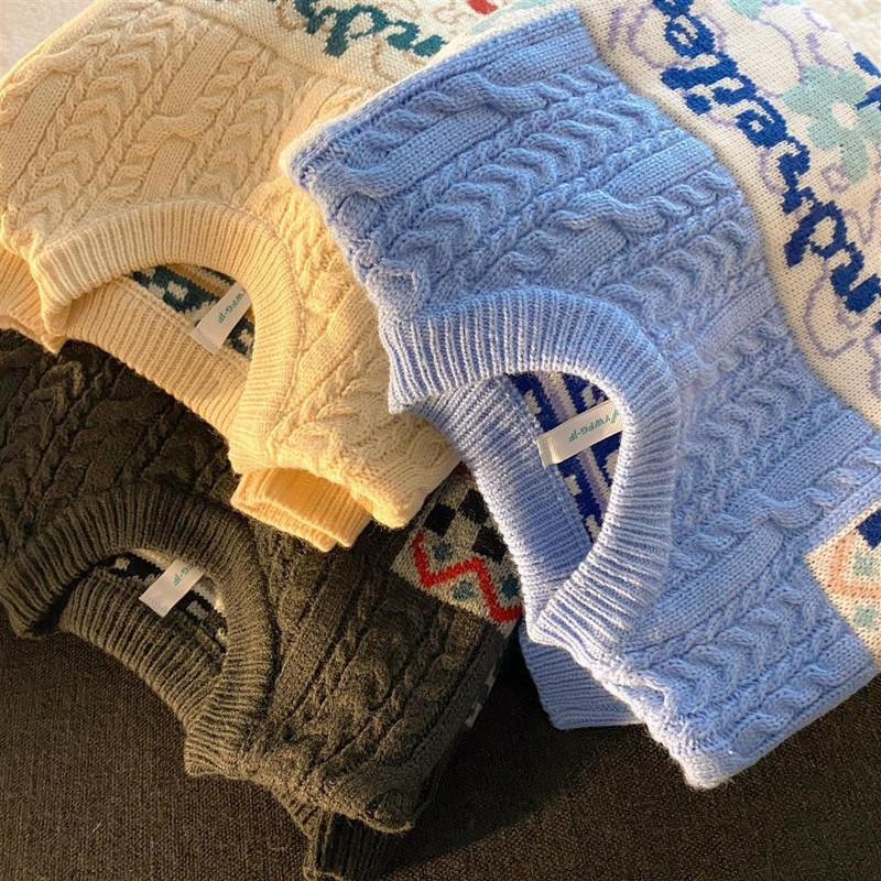 Χοντρό πλεκτό πουλόβερ Γυναικεία μακρυμάνικα λουλούδια τύπωμα πουλόβερ Χαλαρά Ζεστά πουλόβερ με λαιμόκοψη 2022 Γυναικεία ζεστή casual μπλούζα Y2K