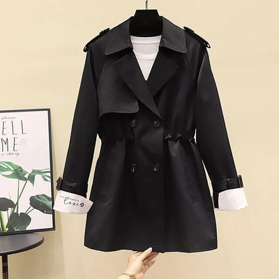 Ženski trenč kaput na dvostruko kopčanje s podstavom 2022, novi, proljeće-jesen, ležerni kaput, korejska gornja odjeća vjetrovka na vezanje do struka