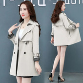 Trenčmētelis sievietēm 2022. gada rudens ikdienišķa sieviešu kārtas divrindu mēteļi, gari trenji Eleganti gari eleganti sieviešu virsdrēbes, vējjaka