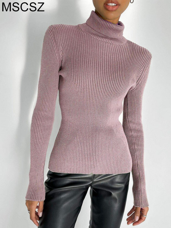 2022 Ζεστό γυναικείο πουλόβερ με ζιβάγκο Φθινοπωρινό χειμερινό μακρυμάνικο μπλουζάκι πλεκτό πουλόβερ Βασικό μασίφ πουλόβερ μαύρο