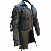Ανδρική τάση μόδας European Size Casual Steampunk Gothic Gothic Trench Coat Δερμάτινο Καφέ Παλτό Μονόχρωμο Μπουφάν υπερμεγέθη
