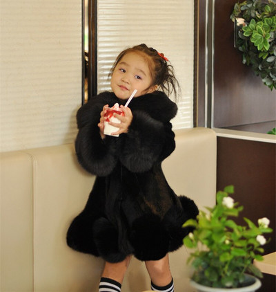 Χειμωνιάτικο παιδικό παλτό από ψεύτικη γούνα για κορίτσια με κουκούλα Ζεστά εξωτερικά ενδύματα Παιδική στολή χιονιού Κομψά εφηβικά γούνινα ρούχα Χοντρά ζεστά TZ655