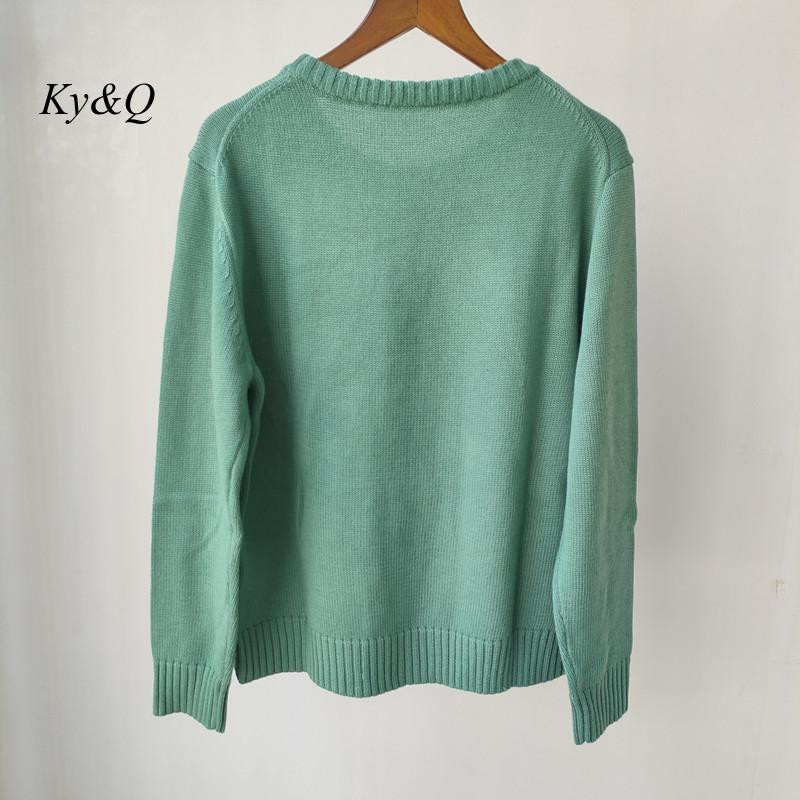 2022. gada rudens jauns, izšūts Animal Bird žakarda trikotāžas sieviešu tops Elegantais O veida kakla izgriezuma vilnas džemperis ar garām piedurknēm