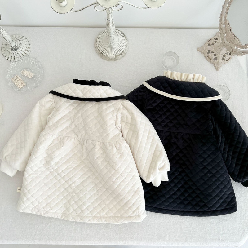 3535C meiteņu mētelis garā jaka 2022. gada rudens un ziemas korejiešu meiteņu mētelis, mazs aromātisks mētelis, 0–4 gadu zīdaiņu vates polsterēta jaka