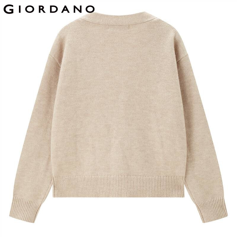 Giordano Γυναικεία Πουλόβερ Χοντρές διπλές τσέπες με λαιμόκοψη σε σχήμα V Ζακέτα πλάτης 5 βελονιάς 05352852