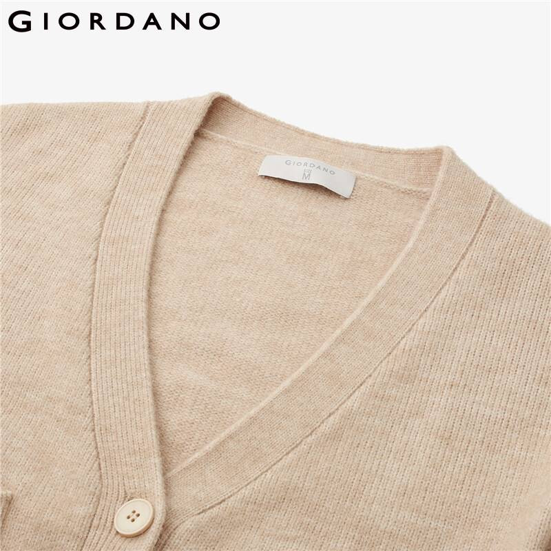 Giordano Γυναικεία Πουλόβερ Χοντρές διπλές τσέπες με λαιμόκοψη σε σχήμα V Ζακέτα πλάτης 5 βελονιάς 05352852