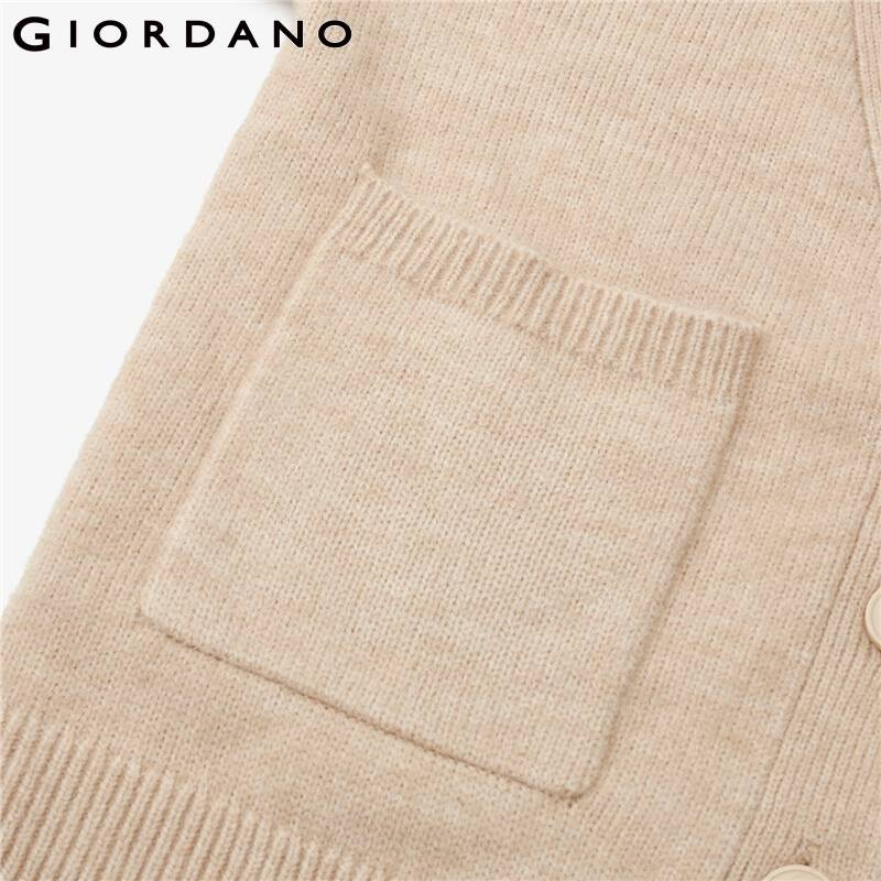 Giordano Γυναικεία Πουλόβερ Χοντρές διπλές τσέπες με λαιμόκοψη σε σχήμα V Ζακέτα πλάτης 5 βελονιάς 05352852