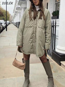 Icclek 2022 Νέα Γυναικεία Πουκάμισα Μπουφάν πράσινα Λεπτά Parka Παλτό Πουκάμισο Oversize Γυναικεία Πανωφόρια Παλτό Bf Μακρυμάνικα Χακί Παλτό