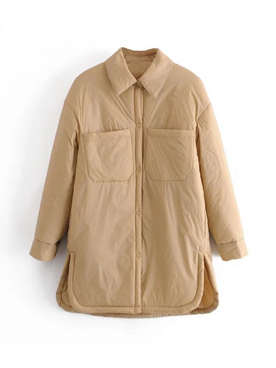 Icclek 2022 Νέα Γυναικεία Πουκάμισα Μπουφάν πράσινα Λεπτά Parka Παλτό Πουκάμισο Oversize Γυναικεία Πανωφόρια Παλτό Bf Μακρυμάνικα Χακί Παλτό