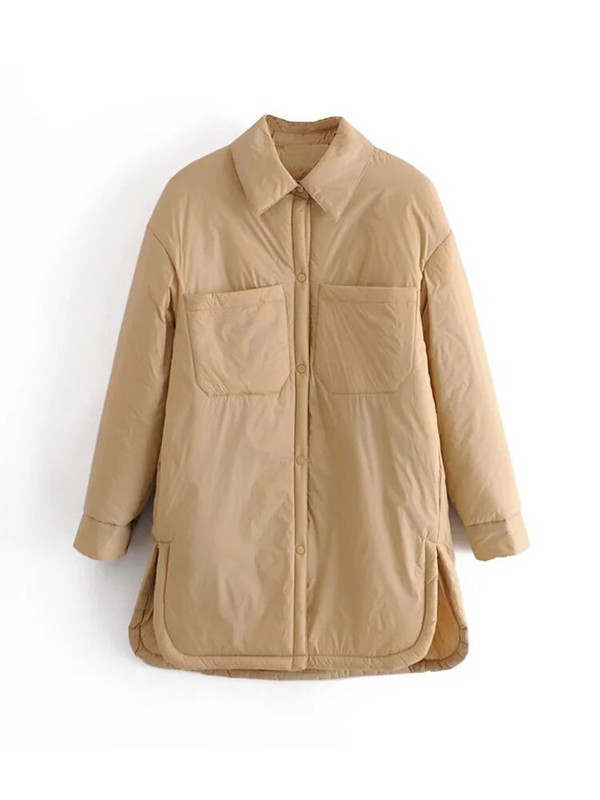 Icclek 2022 Νέα Γυναικεία Πουκάμισα Μπουφάν πράσινα Λεπτά Parka Παλτό Πουκάμισο Oversize Γυναικεία Πανωφόρια Παλτό Bf Μακρυμάνικα Χακί Παλτό