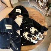 Dječja jakna, nova jesen 2022., jednobojni kratki traper kaput s kapuljačom za dječake i djevojčice