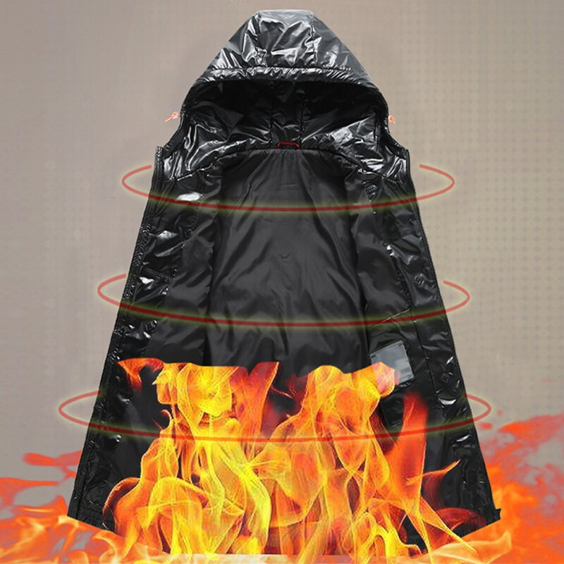 Vīriešu ziemas parka 12XL 11XL 10XL Liela izmēra jakas Vīriešu biezi silti mēteļi ar kapuci Vīriešu virsdrēbes Liela izmēra vīriešu spīdīga jaka