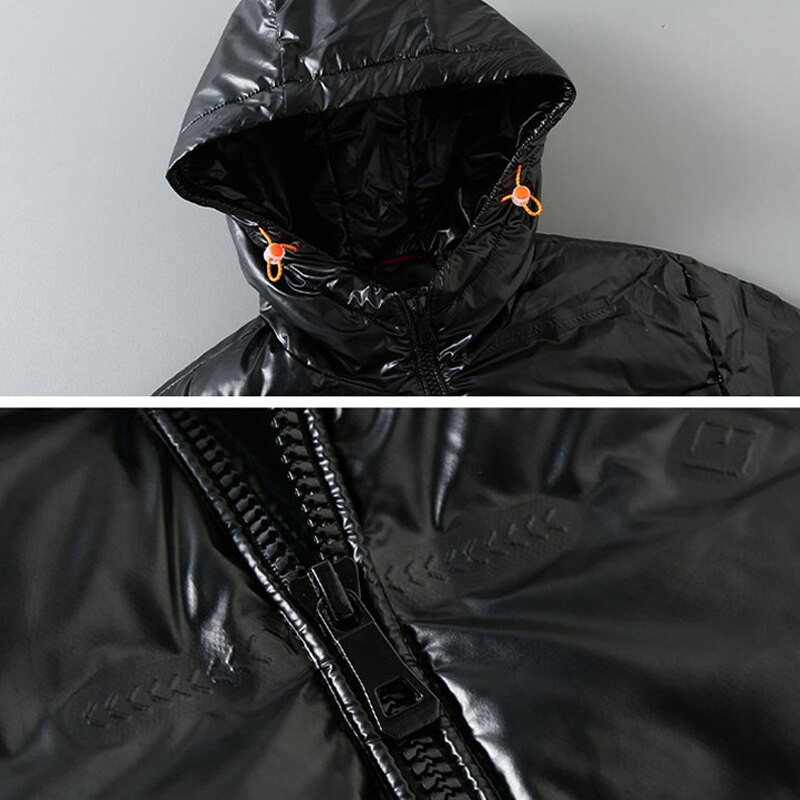 Vīriešu ziemas parka 12XL 11XL 10XL Liela izmēra jakas Vīriešu biezi silti mēteļi ar kapuci Vīriešu virsdrēbes Liela izmēra vīriešu spīdīga jaka