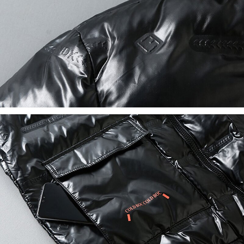 Vīriešu ziemas parka 12XL 11XL 10XL Liela izmēra jakas Vīriešu biezi silti mēteļi ar kapuci Vīriešu virsdrēbes Liela izmēra vīriešu spīdīga jaka