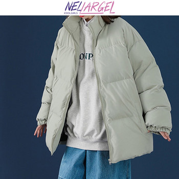 NELLARGEL Γυναικείο Χειμερινό Harajuku Puffer Jacket Parkas 2022 Γυναικείο χοντρό πολύχρωμο κορεάτικο παλτό με φούσκα για κορίτσι μαύρο μπουφάν