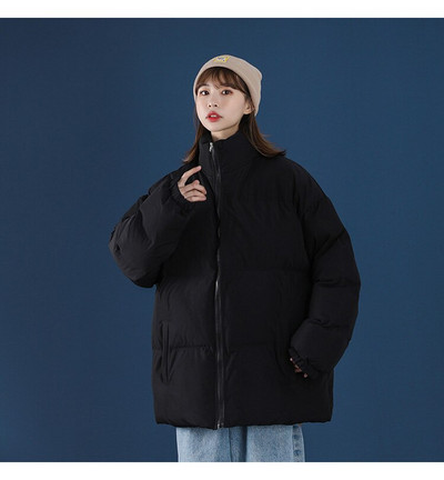 NELLARGEL Γυναικείο Χειμερινό Harajuku Puffer Jacket Parkas 2022 Γυναικείο χοντρό πολύχρωμο κορεάτικο παλτό με φούσκα για κορίτσι μαύρο μπουφάν