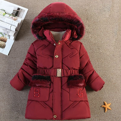 4 5 6 8 10 χρόνια Χειμερινά μπουφάν για κορίτσια Keep ζεστό Μόδα Γούνινο γιακά Πριγκίπισσα παλτό με κουκούλα με φερμουάρ Αντιανεμικό πανωφόρι Παιδικά ρούχα