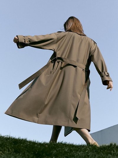 Amii Minimalism rudens modes tranšejas sievietēm savārstījums dubultrindas ar jostu Outwear Anglijas stila trenčs 12270055