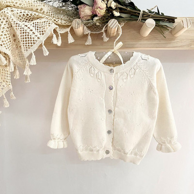 Jesenski kaput za djevojčice Dječji pulover Pleteni kardigani za malu djecu Retro pletenina za novorođenčad Pamučna dječja jakna dugih rukava Gornji pulover