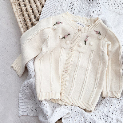 Jesenski kaput za djevojčice Dječji pulover Pleteni kardigani za malu djecu Retro pletenina za novorođenčad Pamučna dječja jakna dugih rukava Gornji pulover