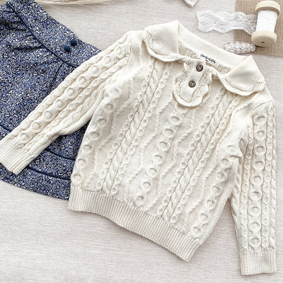 Jesenski kaput za djevojčice Dječji pulover Pleteni kardigani za malu djecu Retro pletenina za novorođenčad Pamučna dječja jakna dugih rukava Gornji pulover