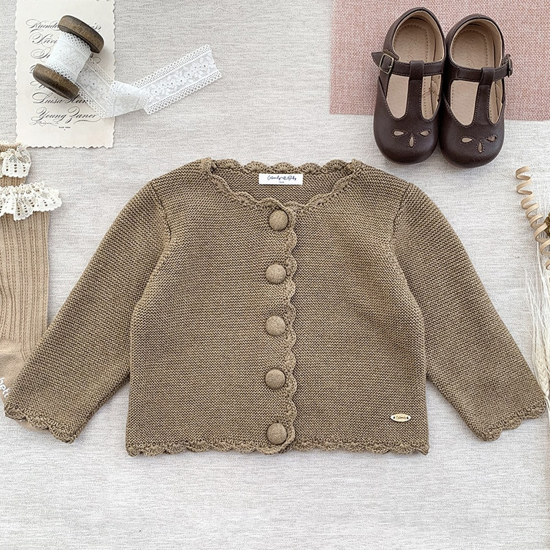 Jesenski kaput za djevojčice Dječji pulover Pleteni kardigani za malu djecu Retro pletenina za novorođenčad Pamučna dječja jakna dugih rukava Gornji pulover
