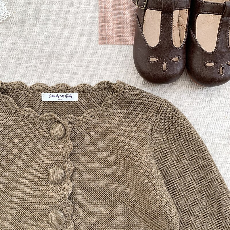 Jesenski kaput za djevojčice Dječji pulover Pleteni kardigani za malu djecu Retro pletenina za novorođenčad Pamučna dječja jakna dugih rukava Gornji pulover