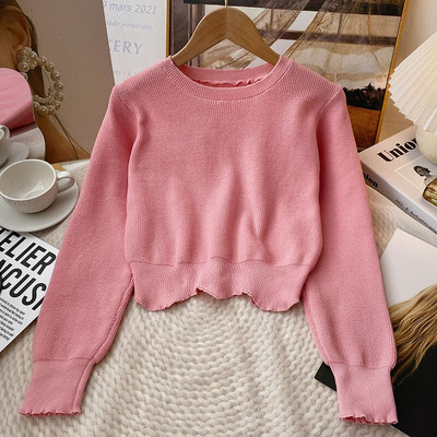 Yitimoky κόκκινο πλεκτό πουλόβερ γυναικείο πουλόβερ με μακρυμάνικο κορυφαία κορεάτικη μόδα Y2k Ρούχα Φθινόπωρο Χειμώνας 2022 Vintage O-Neck