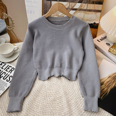 Yitimoky κόκκινο πλεκτό πουλόβερ γυναικείο πουλόβερ με μακρυμάνικο κορυφαία κορεάτικη μόδα Y2k Ρούχα Φθινόπωρο Χειμώνας 2022 Vintage O-Neck