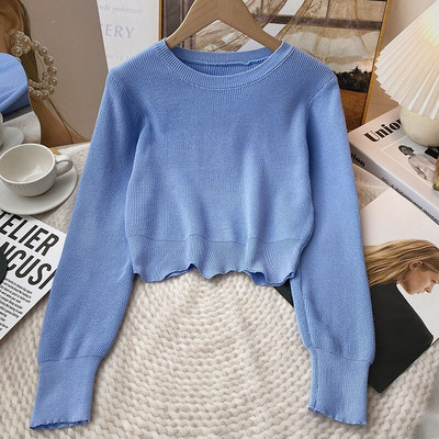 Yitimoky κόκκινο πλεκτό πουλόβερ γυναικείο πουλόβερ με μακρυμάνικο κορυφαία κορεάτικη μόδα Y2k Ρούχα Φθινόπωρο Χειμώνας 2022 Vintage O-Neck