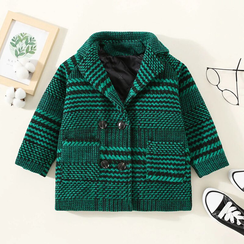 Zēni Britu vienkrāsains meiteņu vilnas mētelis bērnu rūtains mētelis korejiešu biezs mazuļu zēns rudens ziemas vilnas jaka 2-9 gadi