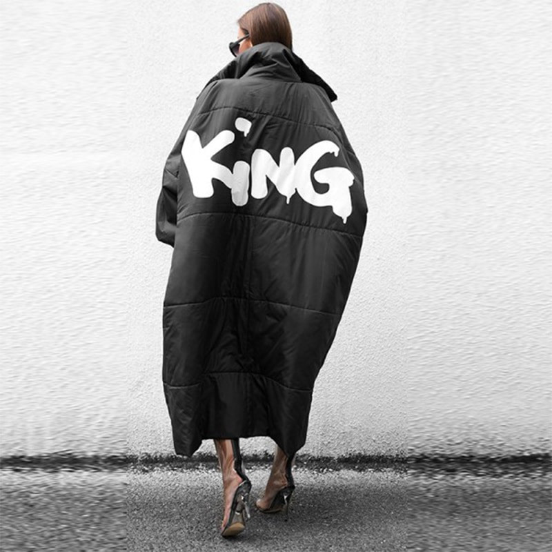 Prevelika debela pamučna parka Queen King Ženska topla jakna Zimski kaput s printom Elegantna modna pamučna podstavljena jakna za žene