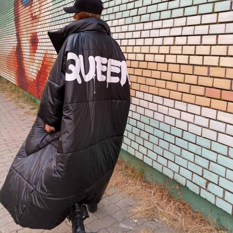 Prevelika debela pamučna parka Queen King Ženska topla jakna Zimski kaput s printom Elegantna modna pamučna podstavljena jakna za žene