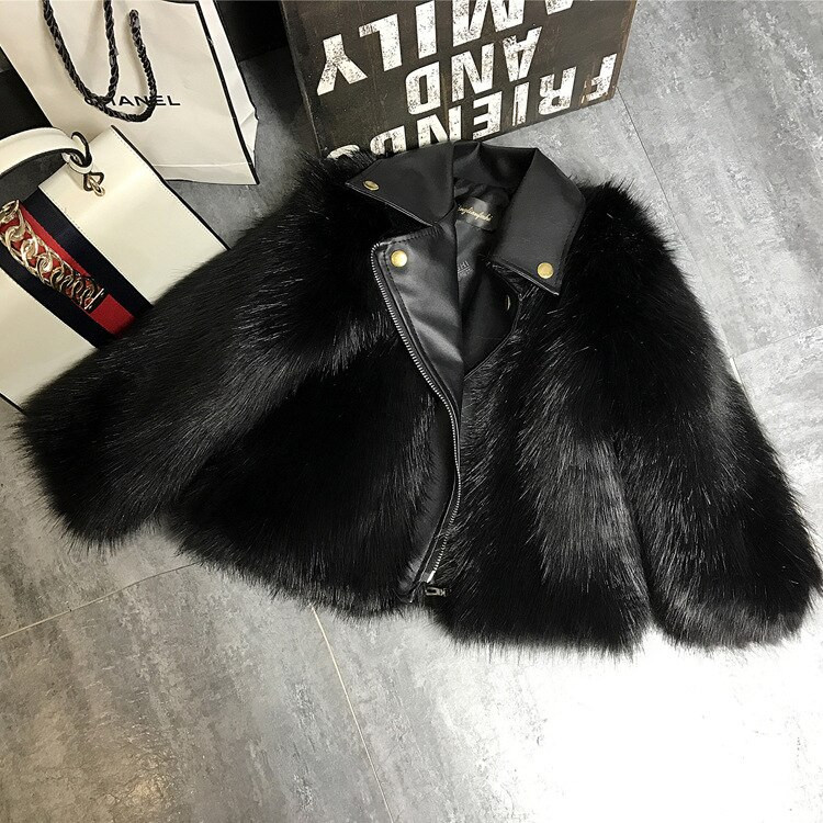 Faux Fox Fur Παιδικό Δερμάτινο Παλτό Φθινόπωρο και Χειμώνας 2020 Μοτοσικλέτα για κορίτσια Μόδα Γούνινα Μπουφάν Παιδικά Δερμάτινα Μπλουζάκια Ρούχα 2-14Τ
