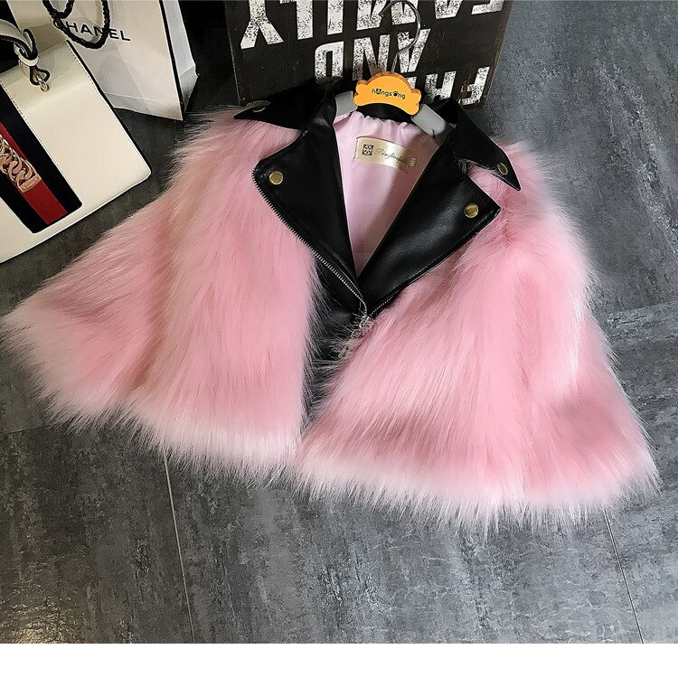 Faux Fox Fur Παιδικό Δερμάτινο Παλτό Φθινόπωρο και Χειμώνας 2020 Μοτοσικλέτα για κορίτσια Μόδα Γούνινα Μπουφάν Παιδικά Δερμάτινα Μπλουζάκια Ρούχα 2-14Τ