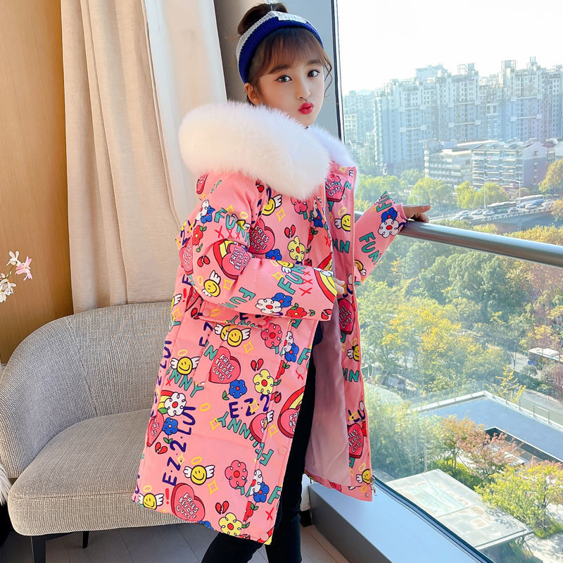 Χειμωνιάτικα ζεστά μπουφάν για κορίτσια Δίχρωμα Παιδικό παλτό με κουκούλα από ψεύτικη γούνα Λευκή πάπια πουπουλένια πάρκα Παιδικά αδιάβροχα ρούχα TZ672