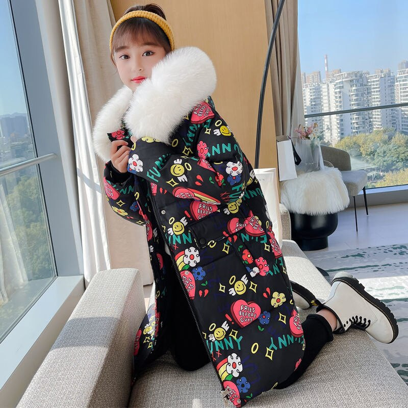 Χειμωνιάτικα ζεστά μπουφάν για κορίτσια Δίχρωμα Παιδικό παλτό με κουκούλα από ψεύτικη γούνα Λευκή πάπια πουπουλένια πάρκα Παιδικά αδιάβροχα ρούχα TZ672